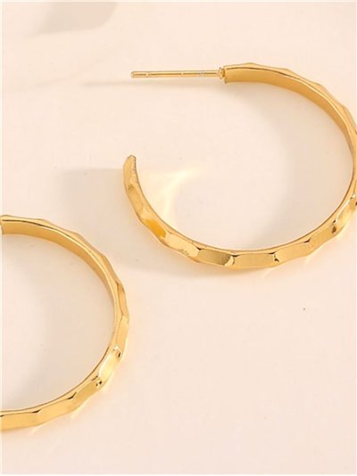 Pendientes aros medianos irregulares - Acero inoxidable 2