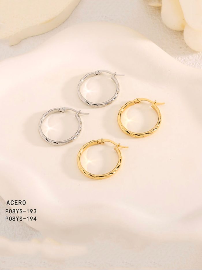 Pendientes aros trenzados - Acero inoxidable