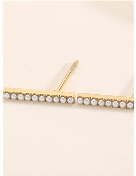 Pearl bar earrings  - Stainless Steel