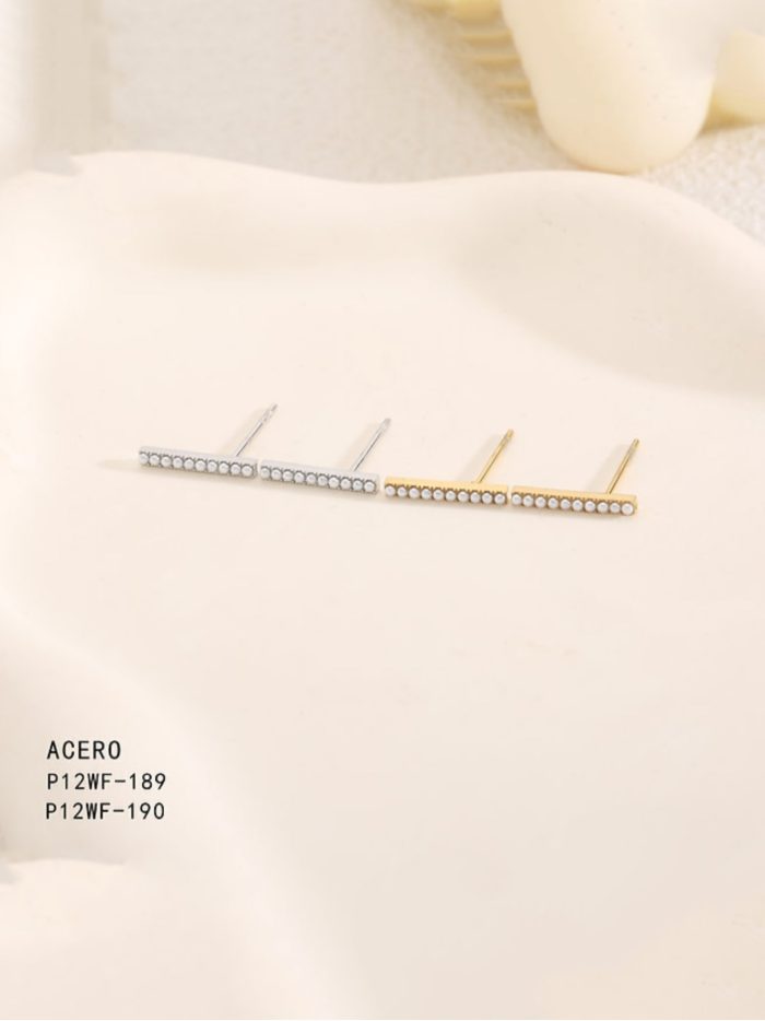 Pendientes barra perlas - Acero inoxidable