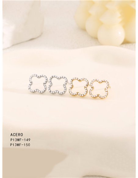 Pearl clover earrings - Stainless Steel