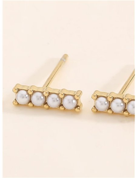 Pearl bar earrings  - Stainless Steel
