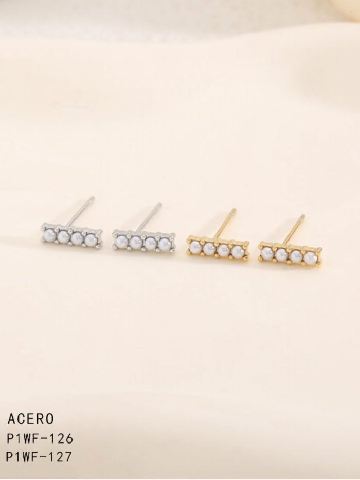 Pearl bar earrings  - Stainless Steel
