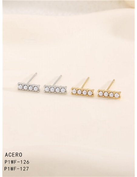 Pearl bar earrings  - Stainless Steel