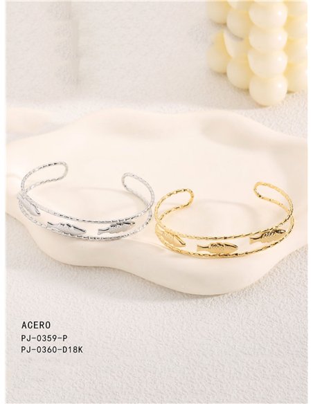 Brazalete abierta rígida peces - Acero inoxidable