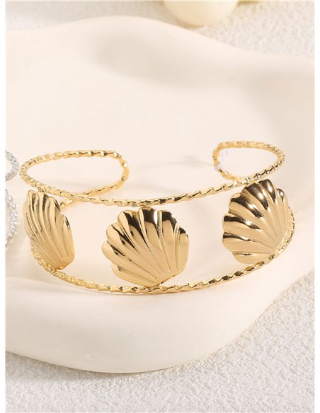 Brazalete abierta rígida conchas - Acero inoxidable