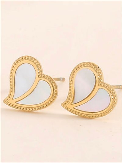 Pendientes corazón de Nácar - Acero inoxidable 2