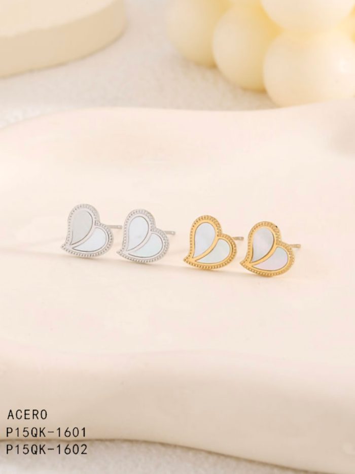 Pendientes corazón de Nácar - Acero inoxidable