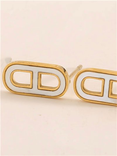 Pendientes aros alargados de Nácar - Acero inoxidable 2