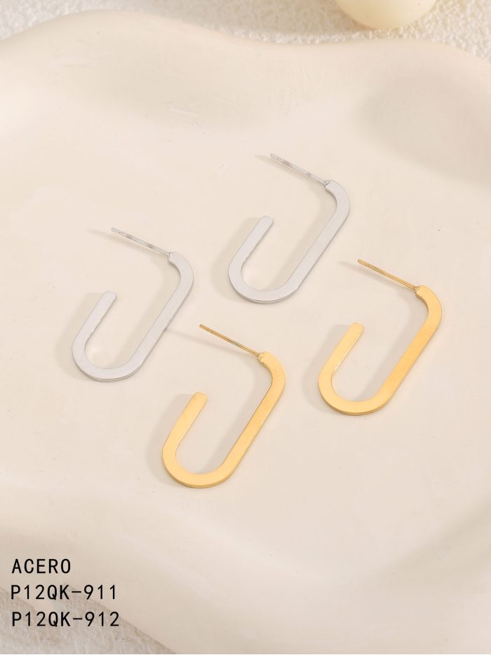 Pendientes aros alargados - Acero inoxidable