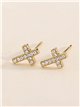 Pendientes cruz con circonitas - Acero inoxidable