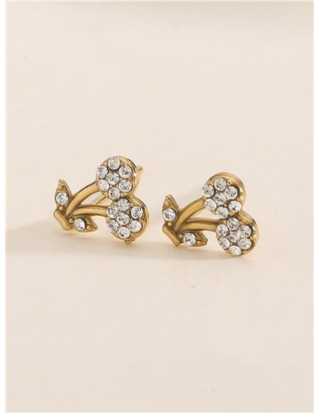 Pendientes cerezas con circonitas - Acero inoxidable