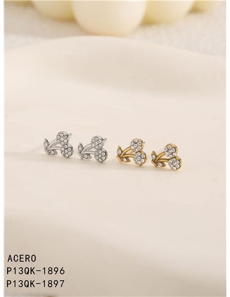 Pendientes cerezas con circonitas - Acero inoxidable