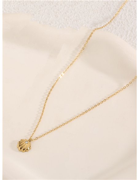 Collar concha con circonitas - Acero inoxidable