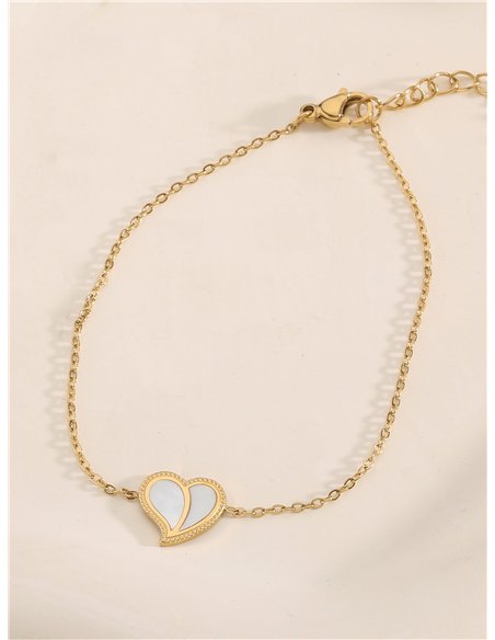 Pulsera corazón de Nácar - Acero inoxidable