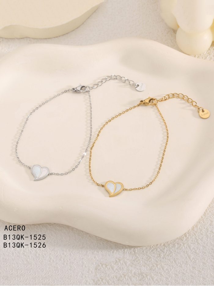 Pulsera corazón de Nácar - Acero inoxidable