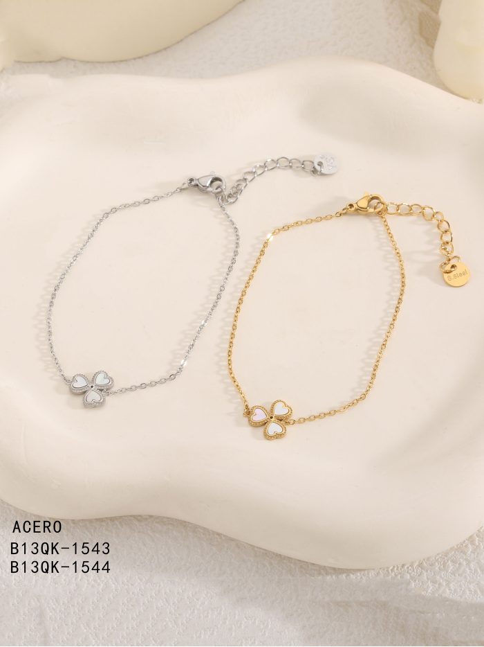 Bracciale trifoglio in madreperla - Acciaio inossidabile