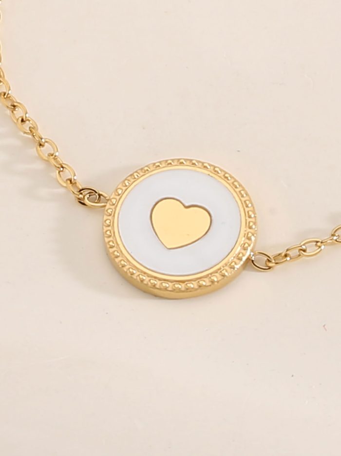 Bracciale cuore rotondo in madreperla - Acciaio inossidabile