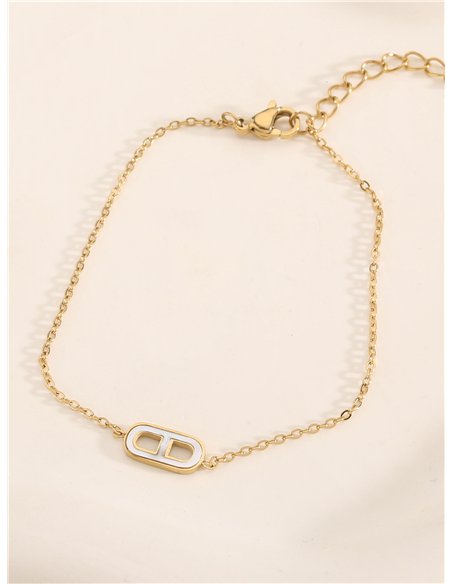 Pulsera aros alargados de Nácar - Acero inoxidable