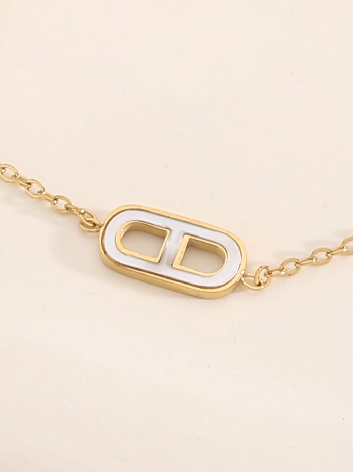 Bracciale con pendenti allungati in madreperla - Acciaio inossidabile