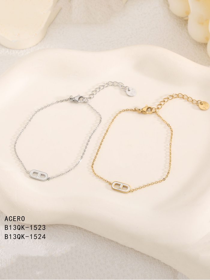 Bracciale con pendenti allungati in madreperla - Acciaio inossidabile