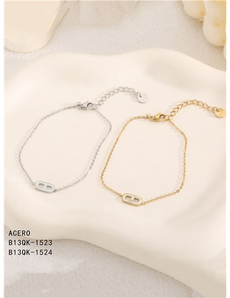 Pulsera aros alargados de Nácar - Acero inoxidable