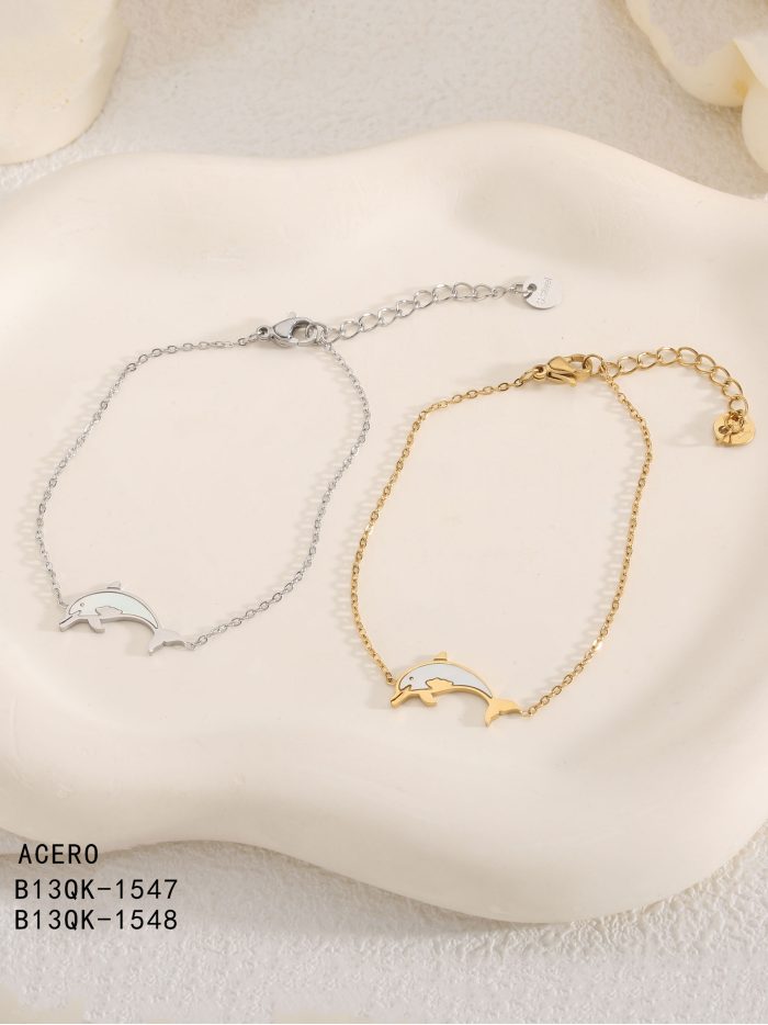 Pulsera delfín de Nácar - Acero inoxidable