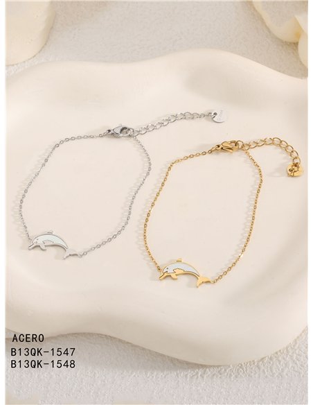 Pulsera delfín de Nácar - Acero inoxidable
