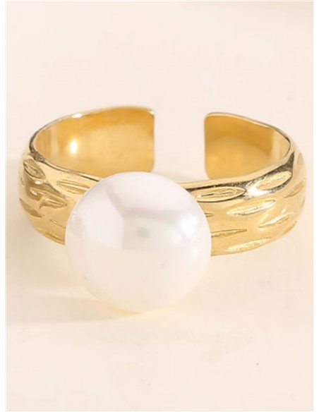 Anillo con perla - Acero inoxidable