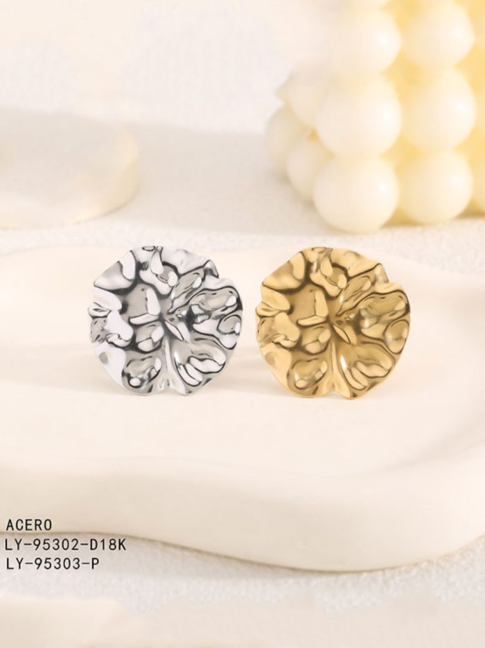 Anillo redondo efecto martillado - Acero inoxidable