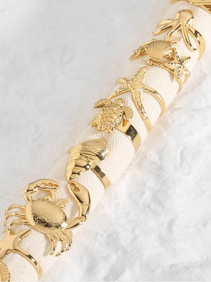 Conjunto de 12 anillos bajo el mar - Acero inoxidable