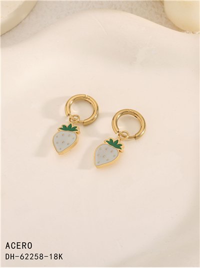 Pendientes aros colgantes con fresa esmaltados - Acero inoxidable 2