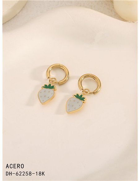 Pendientes aros colgantes con fresa esmaltados - Acero inoxidable