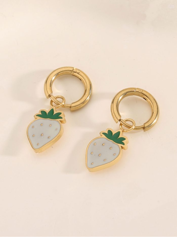Pendientes aros colgantes con fresa esmaltados - Acero inoxidable