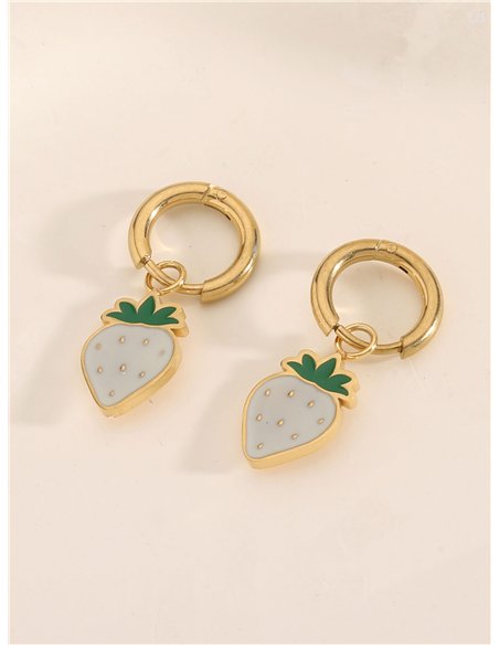 Pendientes aros colgantes con fresa esmaltados - Acero inoxidable