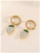 Pendientes aros colgantes con fresa esmaltados - Acero inoxidable