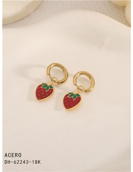 Pendientes aros colgantes con fresa esmaltados - Acero inoxidable