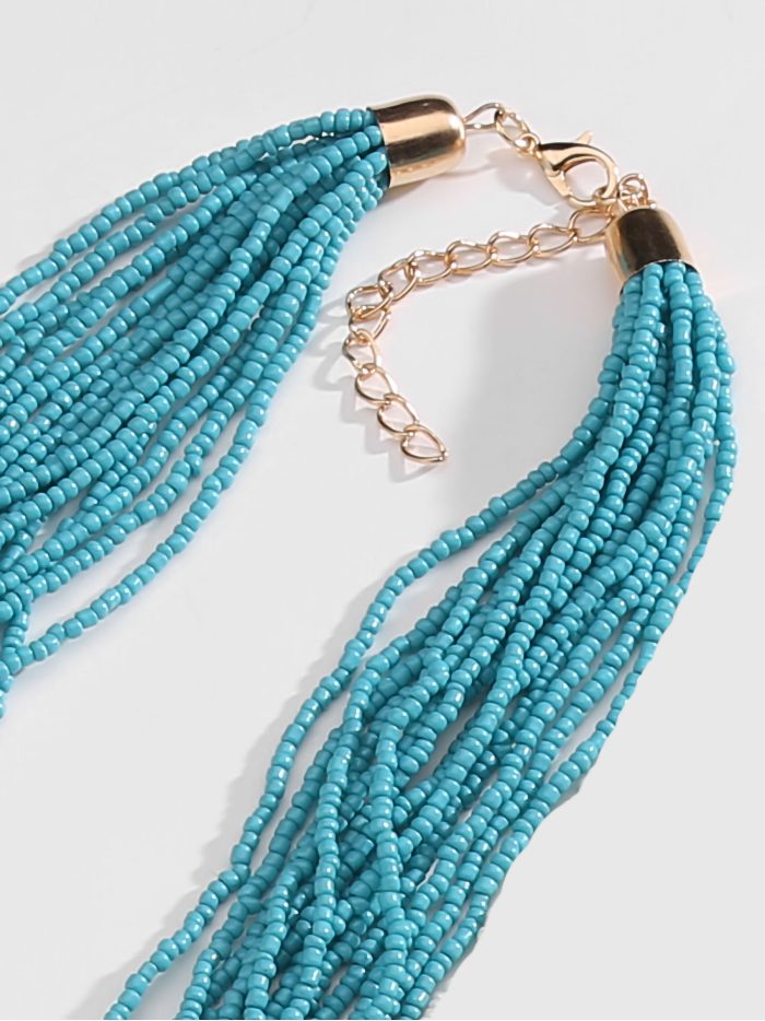 Lange Mehrfachperlenkette - Edelstahl