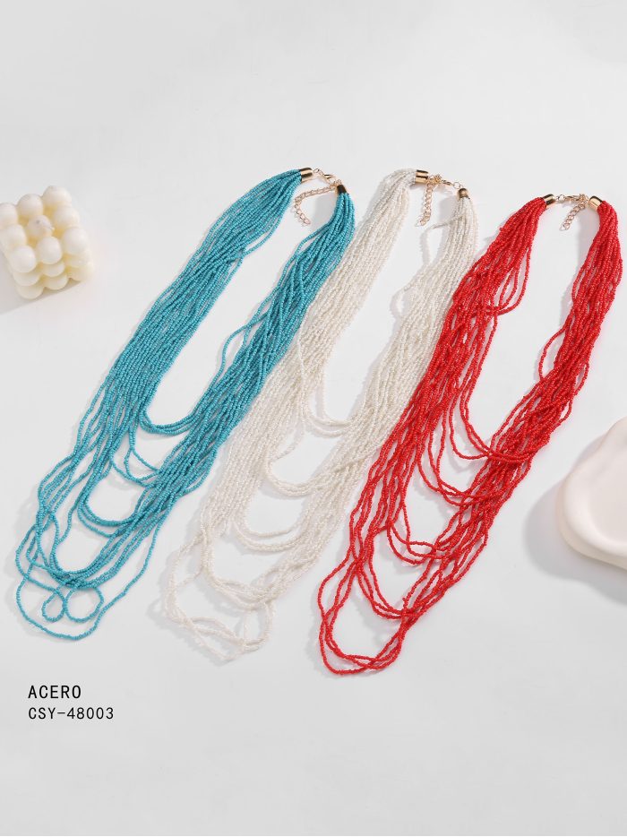 Lange Mehrfachperlenkette - Edelstahl