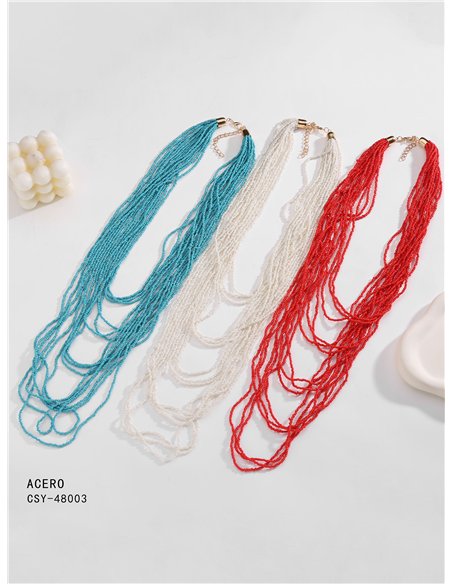 Collar largo múltiple con abalorios - Acero inoxidable