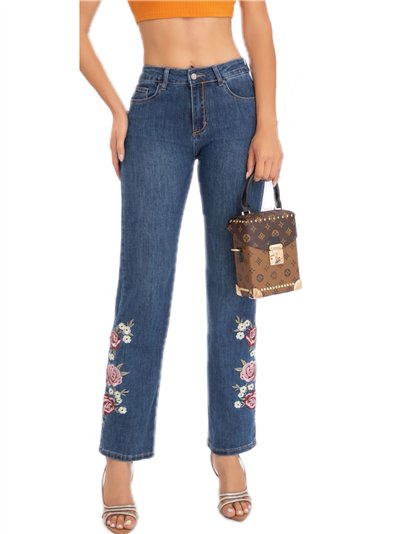 Jeans bordado flores