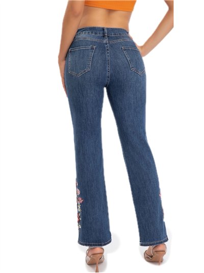 Jeans bordado flores 2