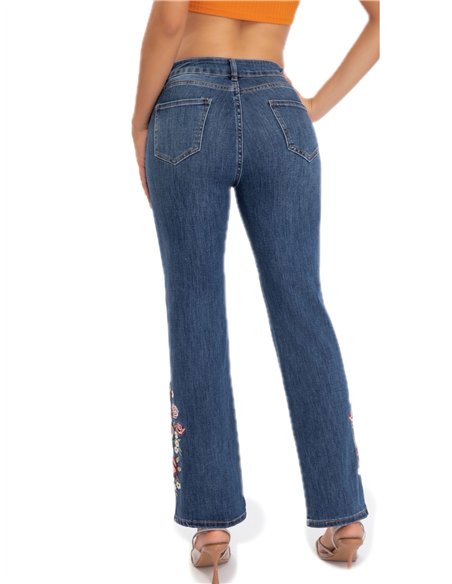 Jeans bordado flores
