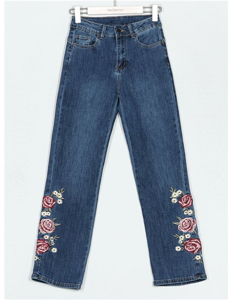 Jeans bordado flores