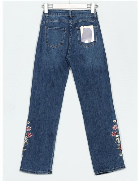 Jeans bordado flores