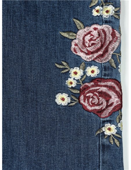 Jeans bordado flores