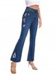 Jeans flare bordado floral