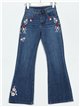 Jeans flare bordado floral