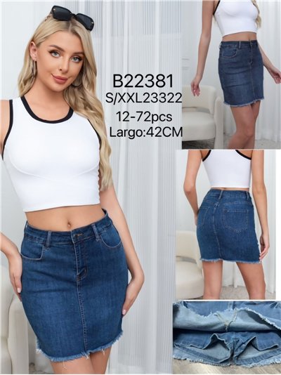 Short falda denim bajo desflecado 2