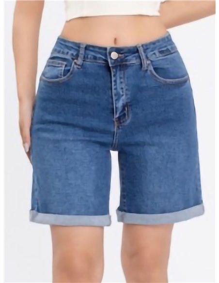 Bermuda denim bajo acabado en vuelta